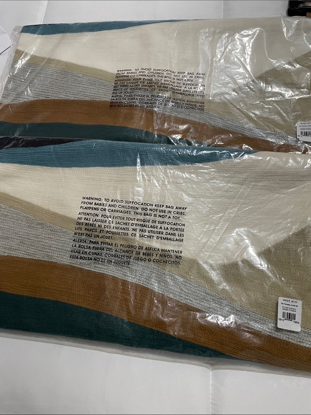 West Elm Set of Two Striped Woven Throw Pillow Cover - Multi Color Waves 18x18 - Picture 4 of 4